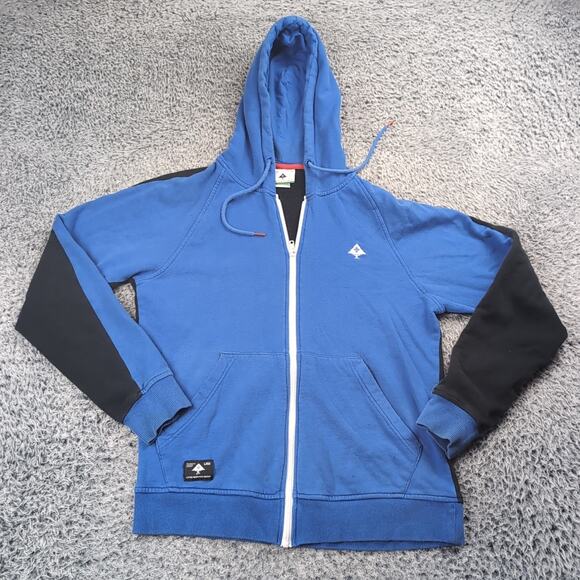 LRG Lifted Research Group Sweatshirt Men Small Blue Embroidered Zip Up Hoodie - Picture 1 of 6